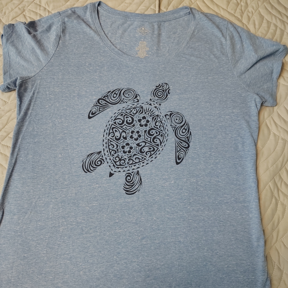 St. John's Bay Blue Turtle Design Women's Tee